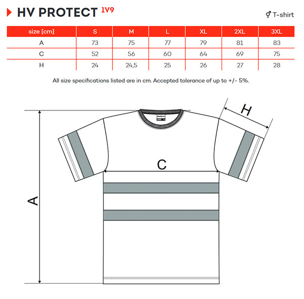 Koszulka odblaskowa HV PROTECT - rozmiary