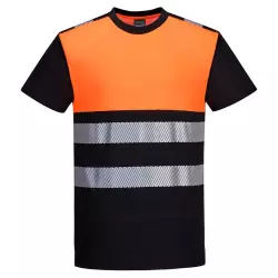 T-shirt ostrzegawczy koszulka odblaskowa PW311 pomarańczowo-czarna