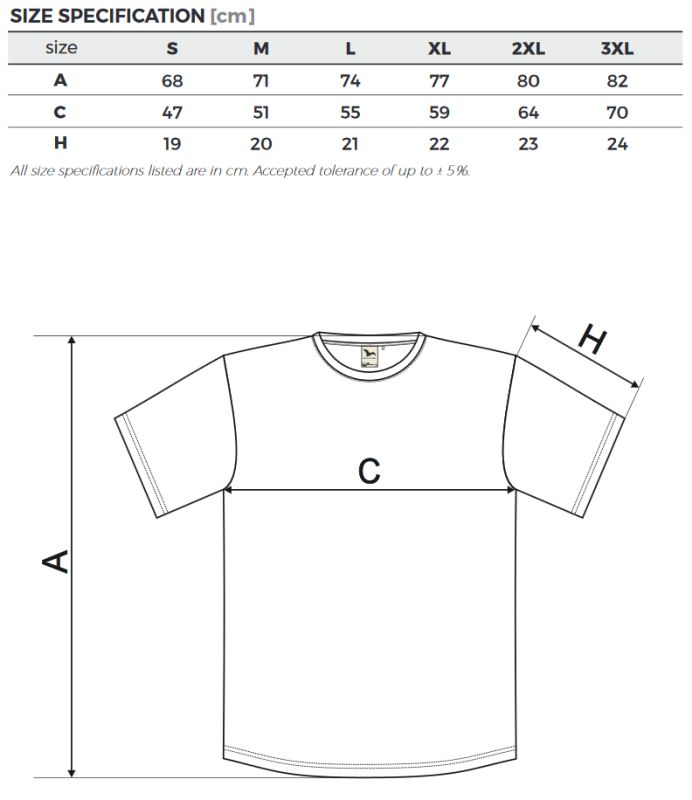 Tabela rozmiarów koszulka ORIGIN