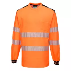 T-shirt ostrzegawczy Premim z długim rękawem T185 pomarańczowy