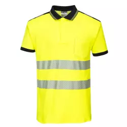 Oddychająca koszulka polo ostrzegawcza żółta T180