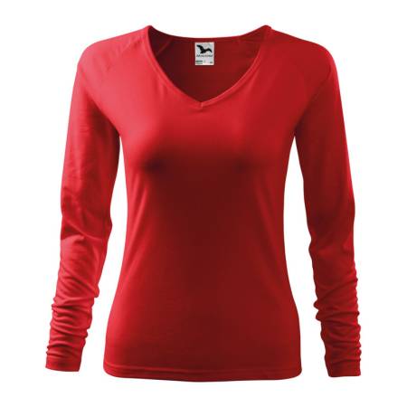 Damska koszulka z długim rękawem ELEGANCE czerwona