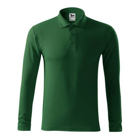 Koszulka polo męska z długim rękawem zielona