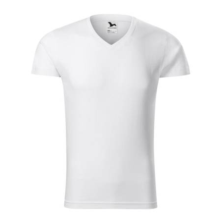 Koszulka męska slim fit V-NECK biała