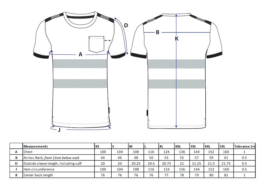 Koszulka odblaskowa Premium T181 - rozmiary