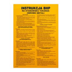 Instrukcje BHP „BHP na stanowisku tokarza obróbki metali”.
