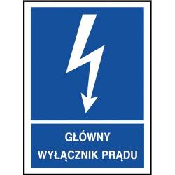 Znak elektryczny „Główny wyłącznik prądu”.