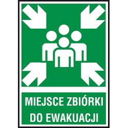 Znak ewakuacyjny „Miejsce zbiórki do ewakuacji”.