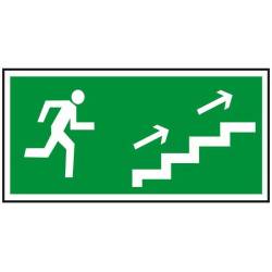 Znak ewakuacyjny „Kierunek do wyjścia drogi ewakuacyjnej schodami w górę”.