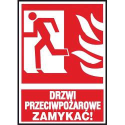 Znak ochrony ppoż. „Drzwi przeciwpożarowe ZAMYKAĆ”.